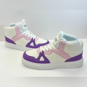 NEW! Womens High Top Sneakers White, Purple, Pink
Women’s shoes size 12